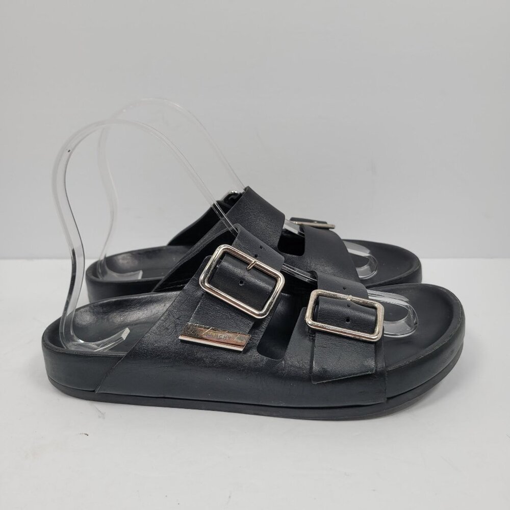 Givenchy Paris Double Buckle Women's Black Leather Sandals US Size 5 EU 35